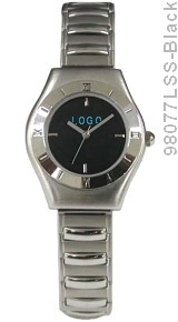 Stainless Steel Ladies Custom Logo Watch 98077LSS-BLACK