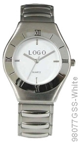 Stainless Steel Gents Custom Logo Watch 98077GSS-WHITE