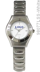 Stainless Steel Ladies Custom Logo Watch 98077LSS-WHITE